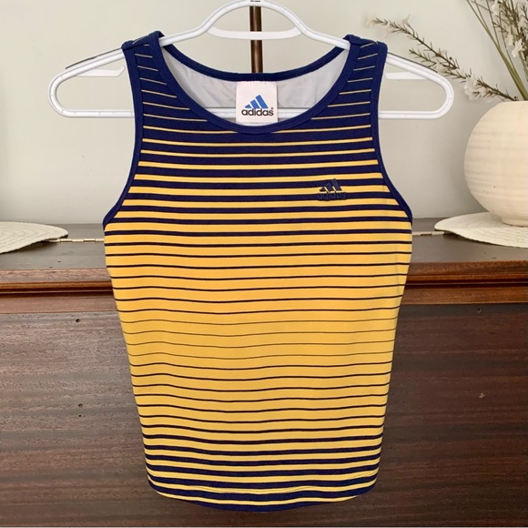 Adidas Vintage Blue and Yellow Striped Tank - Picture 2 of 13